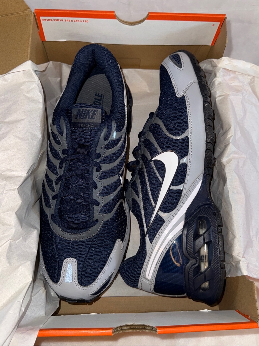 Nike Men's 11 Navy & Grey Air Max Torch 4 Running Sneaker BNIB Style: 343846-411 - Picture 5 of 12